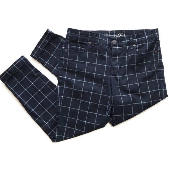 LOFT Denim - LOFT Navy Windowpane Modern Skinny Ankle Jeans